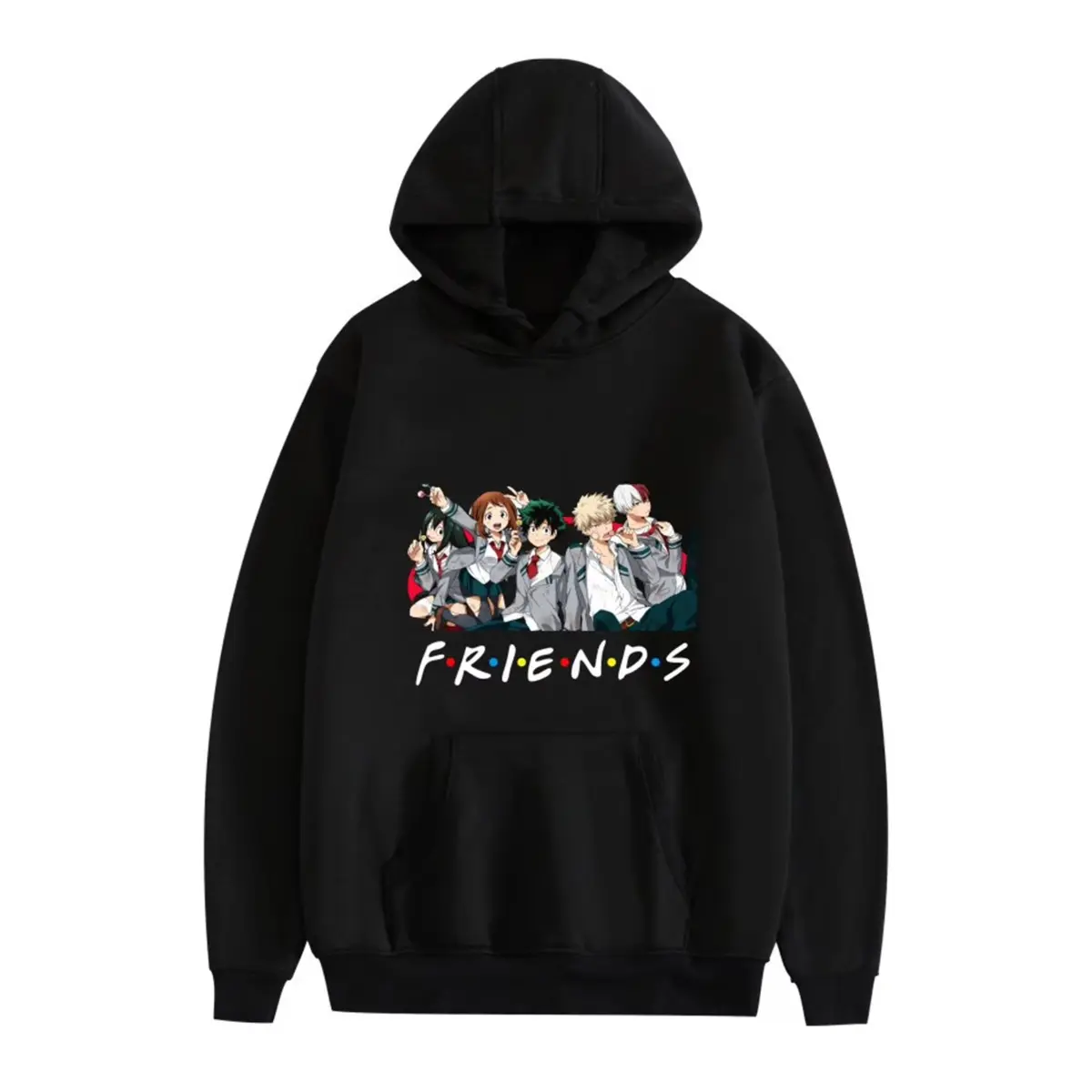 Menswear Cotton Graphic Hooded Sweatshirt - Ribbed Soft Classic Fabric Pullover, Deku MHA Anime Friends Print Layer, Men's Cosplay Hoodie, Ideal Birthday/Christmas Gift (Jeans-Pairing Compatible), Casual