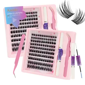 AZENLO LASH Waterproof Lash Kit 120 PCS Natural Look Eyelashes with Tweezers Bond & Seal Extensions - Long-Lasting False Eyelashes