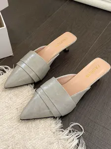 French High Heel Pointed Toe Slip-On Sandals for Women, Summer Outdoor Wear, New Fashion Cool Half Slippers Stiletto Mules, Spring 2026