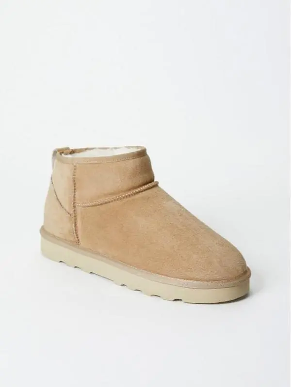 JUST FAB Women Fuzzie Bootie Ultra‑Mini Boots – Casual Warm Pull‑On Cold‑Weather Footwear Suede Slip‑On Daily‑Wear Booties