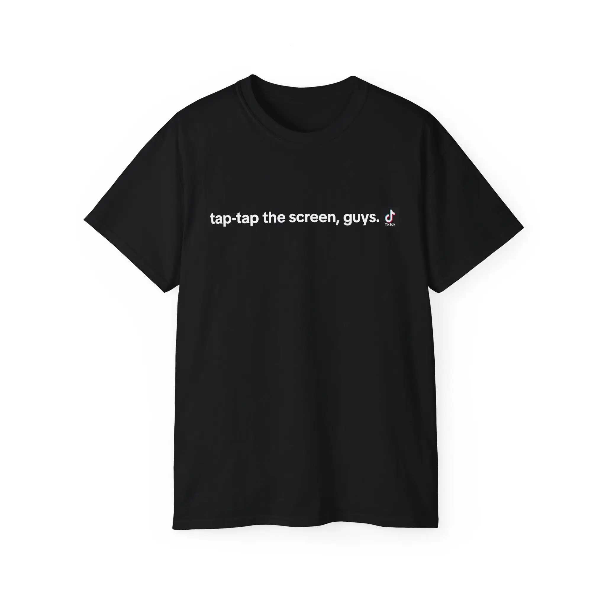 "Tap-Tap the Screen" Funny TikTok Hosts Tee, Social Media Influencer Shirt, Cotton T-Shirt, Unisex Graphic Tee (Small Text), TikTok Sayings Merch, Trendy Tee (Small Text)