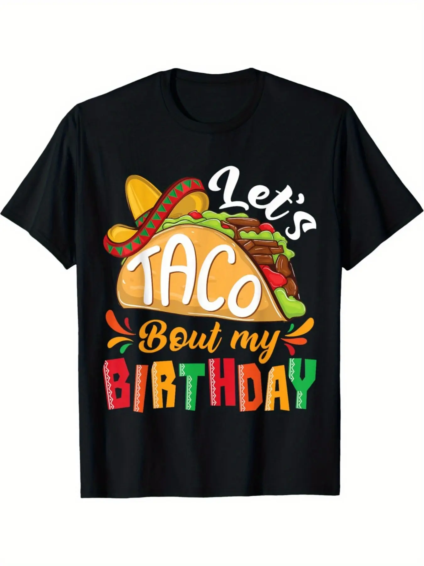 Boys' Taco Bout My Birthday Graphic T-Shirt _ Mexi unisex soft cotton short sleeve t shirt, vintage graphic casual tee for men women teens, perfect birthday holiday gift for camping travel gym daily street casual wear