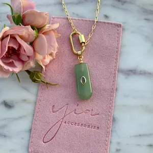 Aventurine Lock Necklace Gold Filled Amulet Aventurine Lock Necklace Gold Filled Amulet