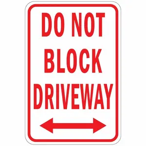 Vertical Do Not Block Driveway Sign Weatherproof Aluminum Outdoor Parking Sign 8x12 Inches for Street Yard and Sidewalk Safety