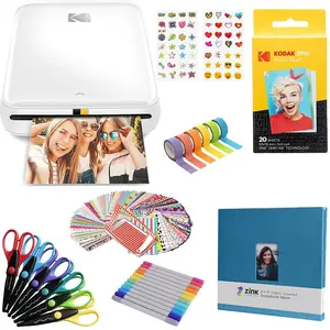 Kodak Step Photo Printer w/Zink & App, 2x3 inch, White, Scrapbook Bundle