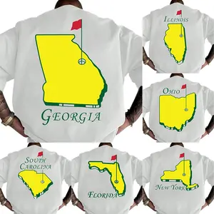 Custom Golf T-shirt, 2026 All Golf Course Chart T-shirt, 91st Anniversary Augusta Masters Tournament T-shirt, Golf Ball Humor, Golf Apparel, Vintage Style Loose Cotton Shirt