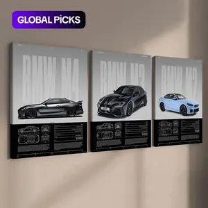 3-Piece Solid Wood Art Prints, Bmw Series Performance Car Posters, Modern Wall Decor, Waterproof Home Decoration, Ideal Gift Set #GLOBAL PICKS