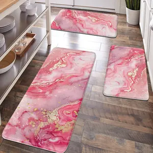 [Popular Choice]1pc, home decoration, bathroom decoration, Bathroom Decorative Mat, bathroom mat, bathroom mat, kitchen mat, pink marble pattern mat, simple and luxurious theme mat, soft and comfortable, Water Absorbent Mat, and can relieve fatigue.