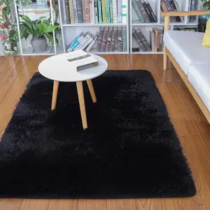 Soft Modern Indoor Shaggy Area Rug for Bedroom 2x3 Feet, Black