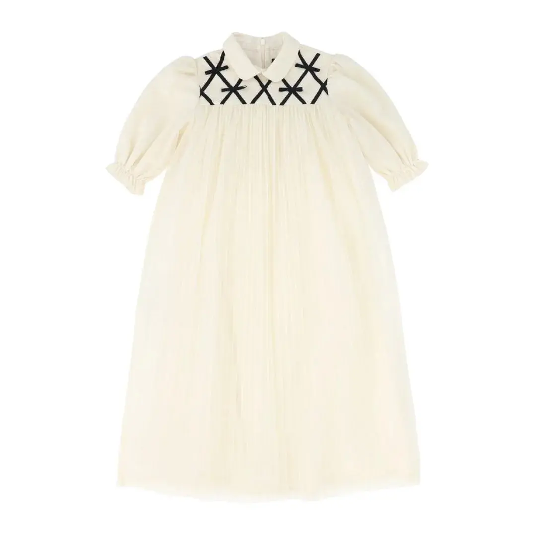 Francesca Guiliano - Grosgrain Lattice Puff Sleeve Dress
