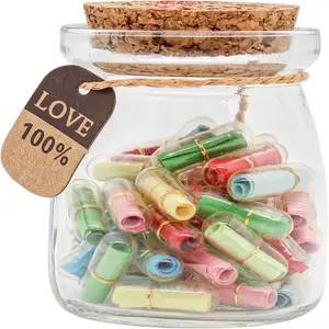 Capsule Letter Message in A Bottle, 1 Set 100 Cute Lovely Letter for Boyfriend & Girlfriend, Love Letter for Anniversary, Birthday, Wedding Favors, Party Favor Gifts