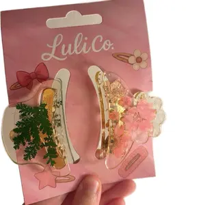 LuliCo Nature Claw Clip Set with Floral and Leaf Designs for Stylish Hair Accessory