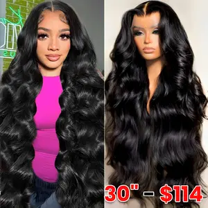 [30" = $114] 13x6 Lace Frontal Hair Wigs Human Hair 180% Density Brazilian Body Wave 13x4 Lace Front Wig For Women Wear and Go Glueless Wig Human Hair, 6x4 Pre-Plucked Pre-Cut HD Lace Ready to Wear Glueless Wigs, No Glue Lace Closure Wigs