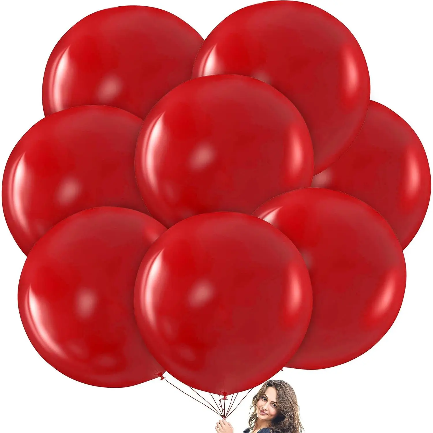 Red Giant Balloons - 8 Jumbo 36" Red Balloons for Photo Shoot, Wedding, Shower, Birthday Party, and Event Decoration - Strong Latex Big Round Balloon - Helium Quality, 36 Inch Balloon