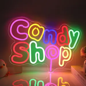 SERBASIC Dimmable LED Candy Theme Neon Sign with ON/OFF Switch, Multi-Use Novelty Wall Decor Light for Candy Shops, Living Rooms