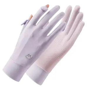 UPF50+ UV Sun Protection Gloves Women Unisex Ice Silk Breathable Non-Slip Touchscreen Thin Full Finger Mittens All-Seasons Cycling Driving Sports