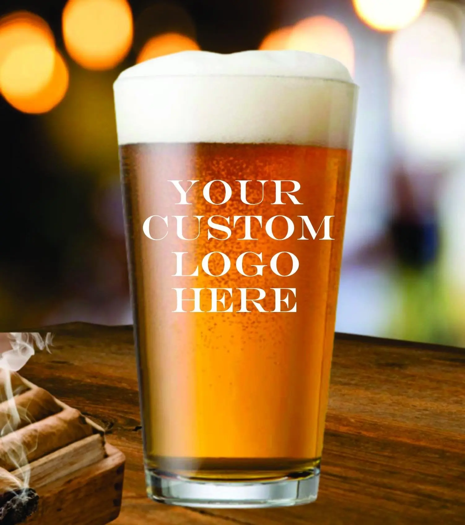 12 Pcs Custom Logo Pint Beer Glasses -Engraved - Corporate Gifts - Business Logo Pint Glass - Company Christmas Party Gift - Gift for Client