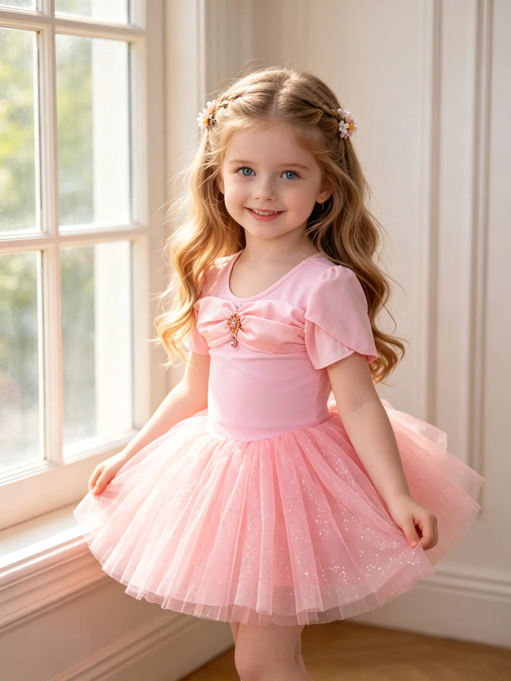 Girls Ballet Tutu Dress Short Sleeve Sparkle Glitter Tulle Skirt Bow Rhinestone Decor Dance Costume for Little Girls Dance Class Performance ball gown Elegant Princess kids clothing