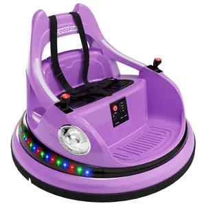 【Christmas Gift】Purple 12V Electric Bumper Car For Kids Ages 4 To 8 With 360 Degree Rotation Remote Control Led Lights Bluetooth Music Two Speed Settings And Safety Belt Purple