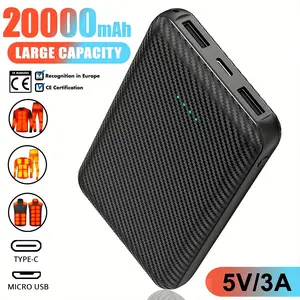 1 Pack Portable Charger Outdoor Camping Emergency Power Supply 5V 3A 20000mAh