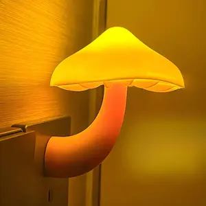 Mushroom-Shaped Energy Saving Sensor LED Night Light with Plug Yellow(Average Life Expectancy 50000h)