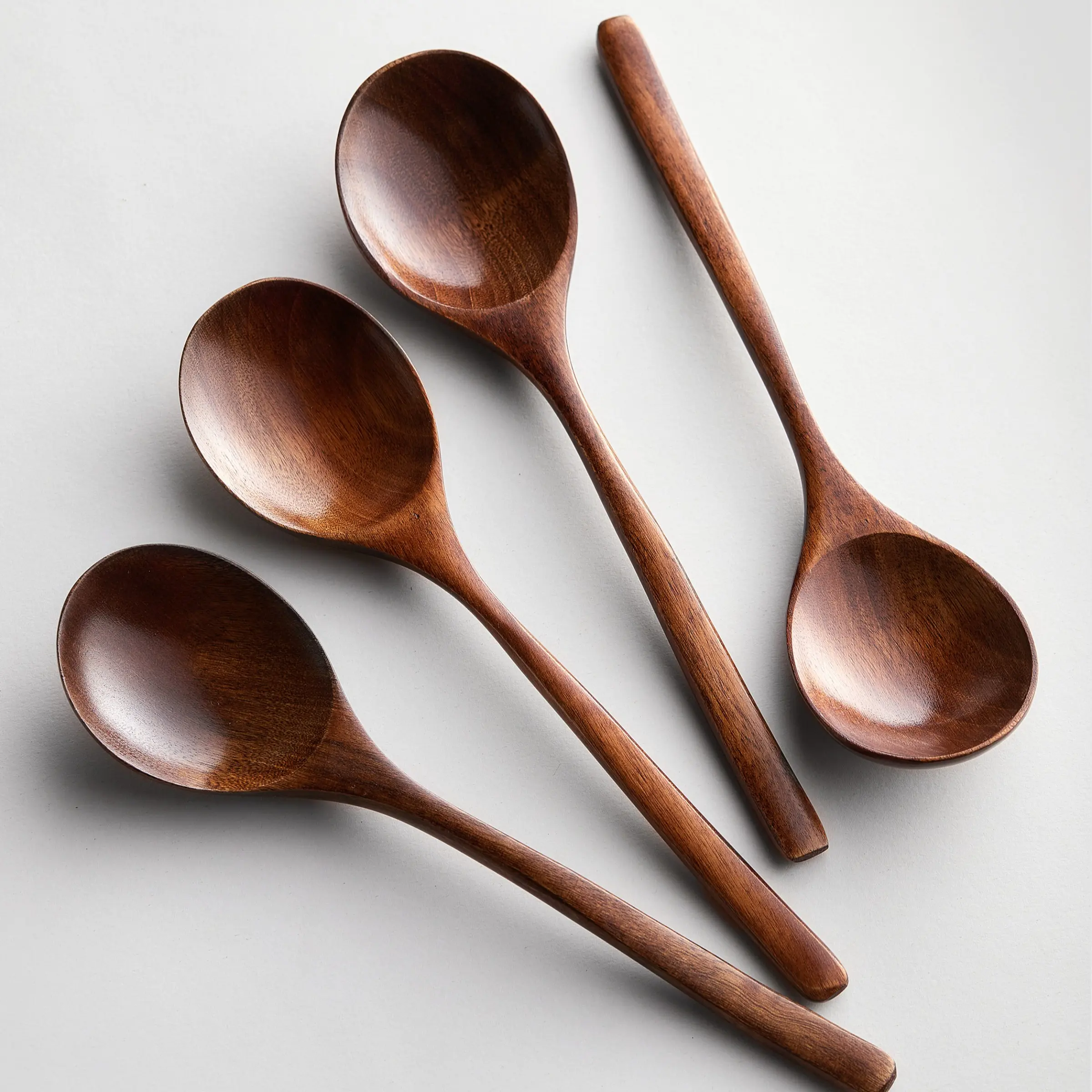 4pcs/6pcs Wooden Long Handle Rice Spoon, 9.25 Inch Household Spoons, Eco-Friendly Non-Damaging, Japanese Soup Spoon for Dining & Cooking, Wooden Spoon Set, Wood Utensil