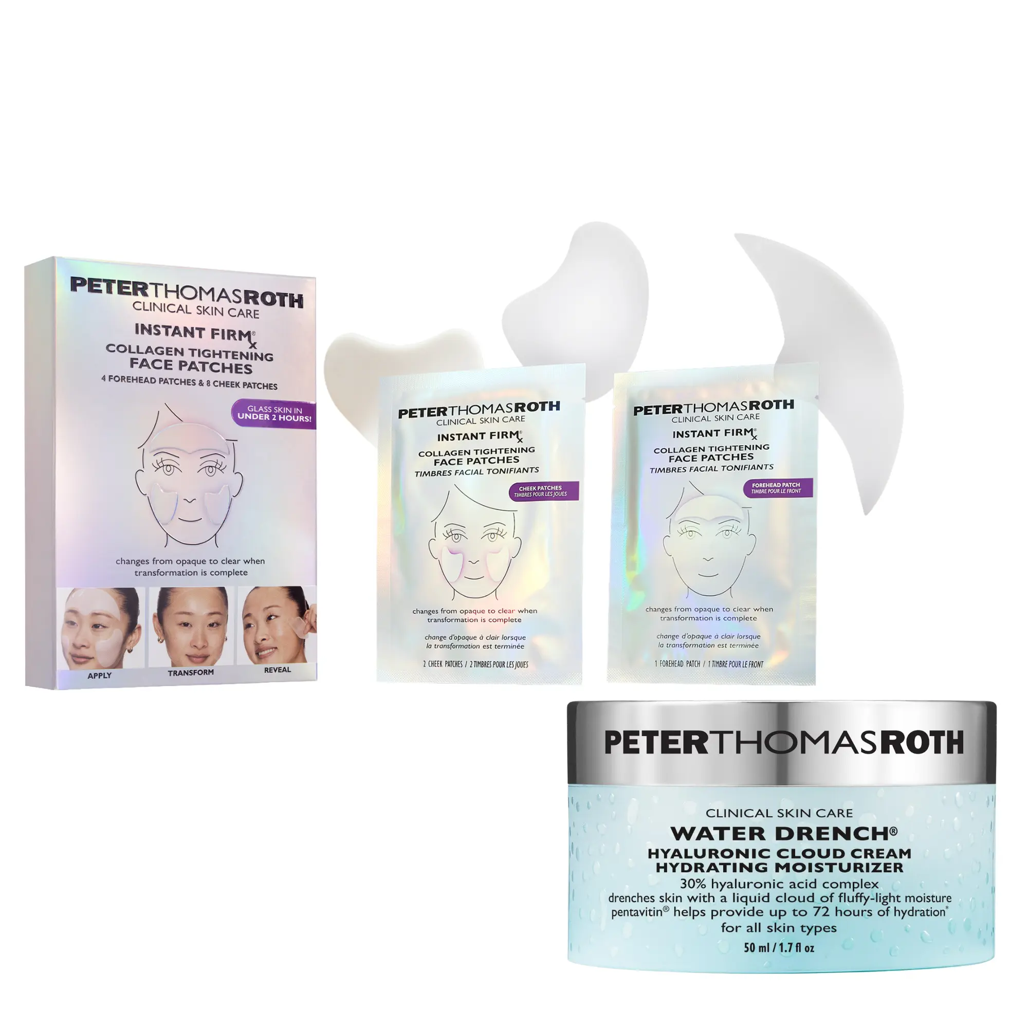 Peter Thomas Roth Instant FIRMX Collagen Face Patches & Water Drench Moisturizer