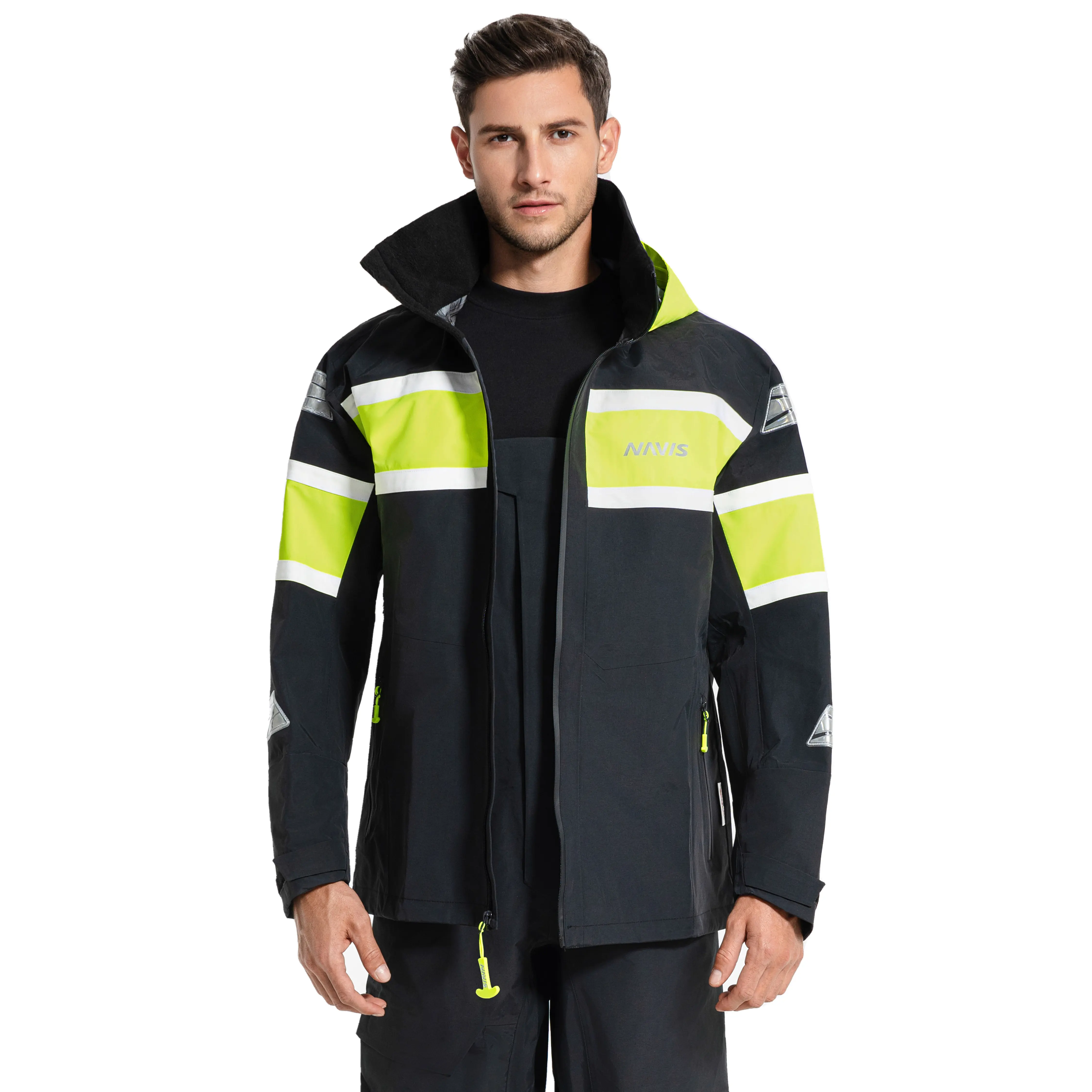NAVIS MARINE Ocean Sailing Jacket for Men-Ocean PRO 3-Layer  Fabric  Shell, Waterproof, Utility Jacket Menswear