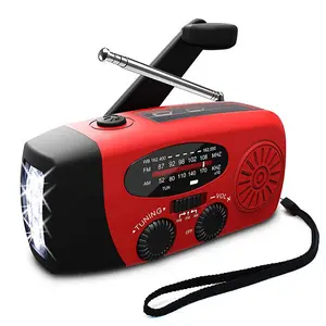 2000mAh Emergency Handheld Radio - Solar Crank USB Triple Charging FM/AM/WB/NOAA Weather Bands LED Flashlight Power Bank Portable Solar Powered Multifunctional Radio for Outdoor Camping Survival Gear
