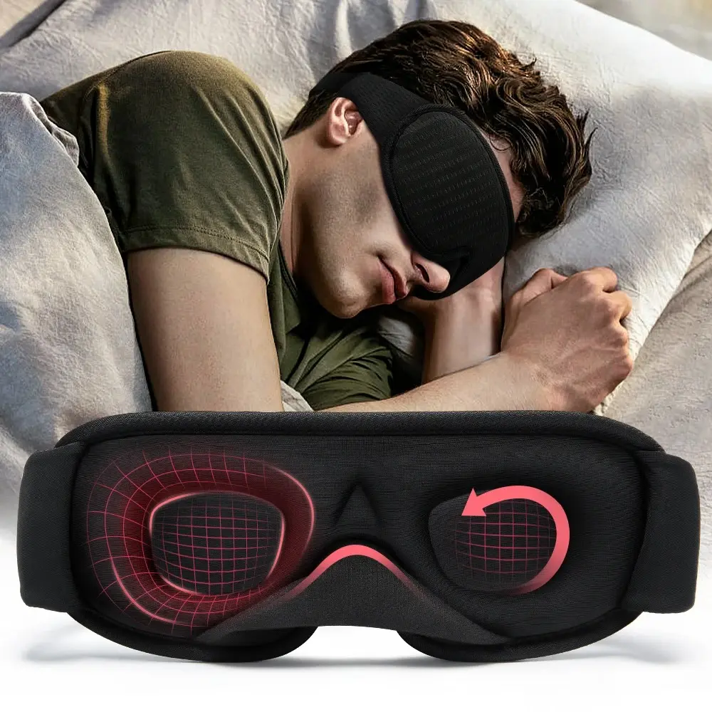 Charcoal Eyemask for Sleeping - 3D Contoured 100% Blackout Charcoal Foam Mask with 0 Pressure Design, Earplugs & Pouch, Sleep Aid Product for Home Use & Party Gift, Eyemasks For Sleeping