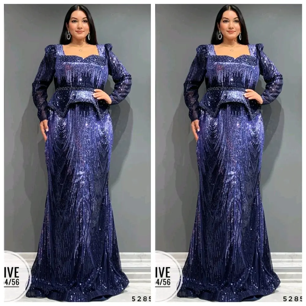 lutxury sequin Embellished peplum Mermaid Gown plus size formal evening Dress Mother of the Bride Wedding Guest Birthday photoshoot cocktail Dinner Turkey party for women  Womenswear