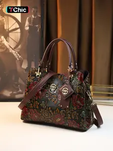 Women's Elegant Floral Embossed Handbag, Vintage Style Zipper Crossbody Bag, Trendy All-match Bag for Daily Use, Fashionable Crossbody Bag, Elegant Bags, Chic Crossbody Purse, Crossbody Shoulder Bag