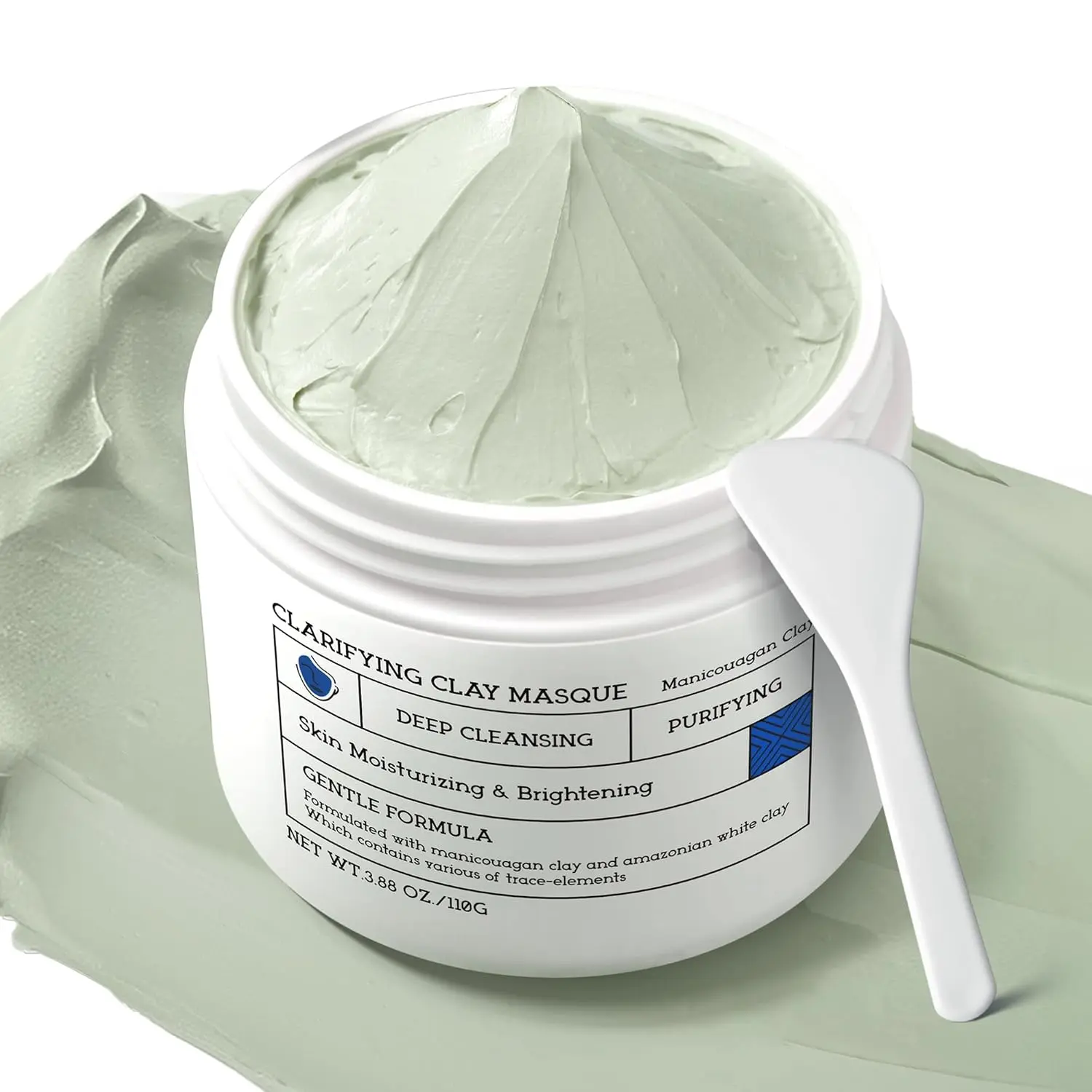 NING DERMOLOGIE Clay Mask for Face & Sensitive Skin: Triple Mud Formula Deep Cleans Pores Reduces Acne Balances Oil & Improves Texture - 3.88 Oz