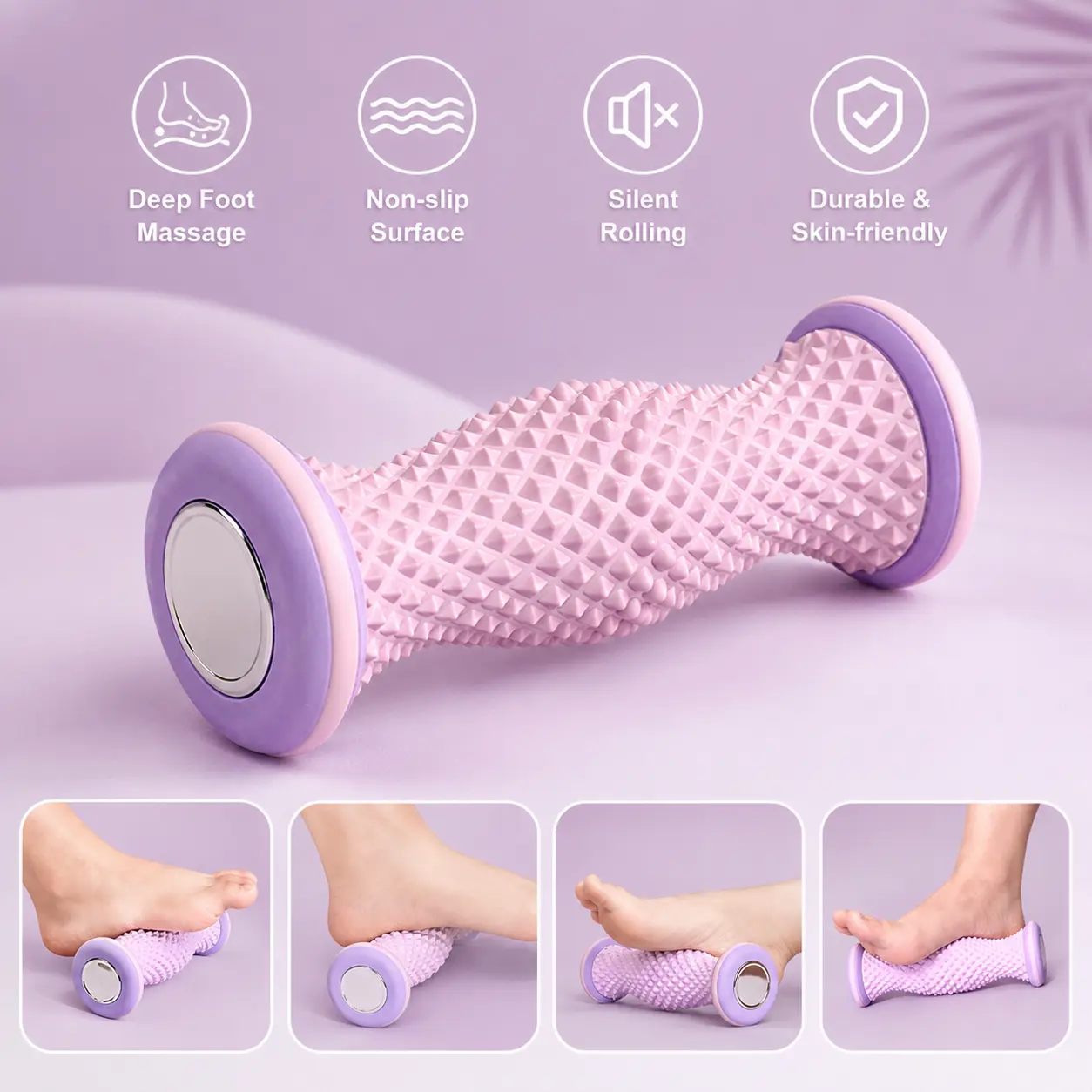 1 Count, Foot Massage Roller with Raised Textured Non-slip Silent Soft Rubber, for foot arch and calf daily massage at home.