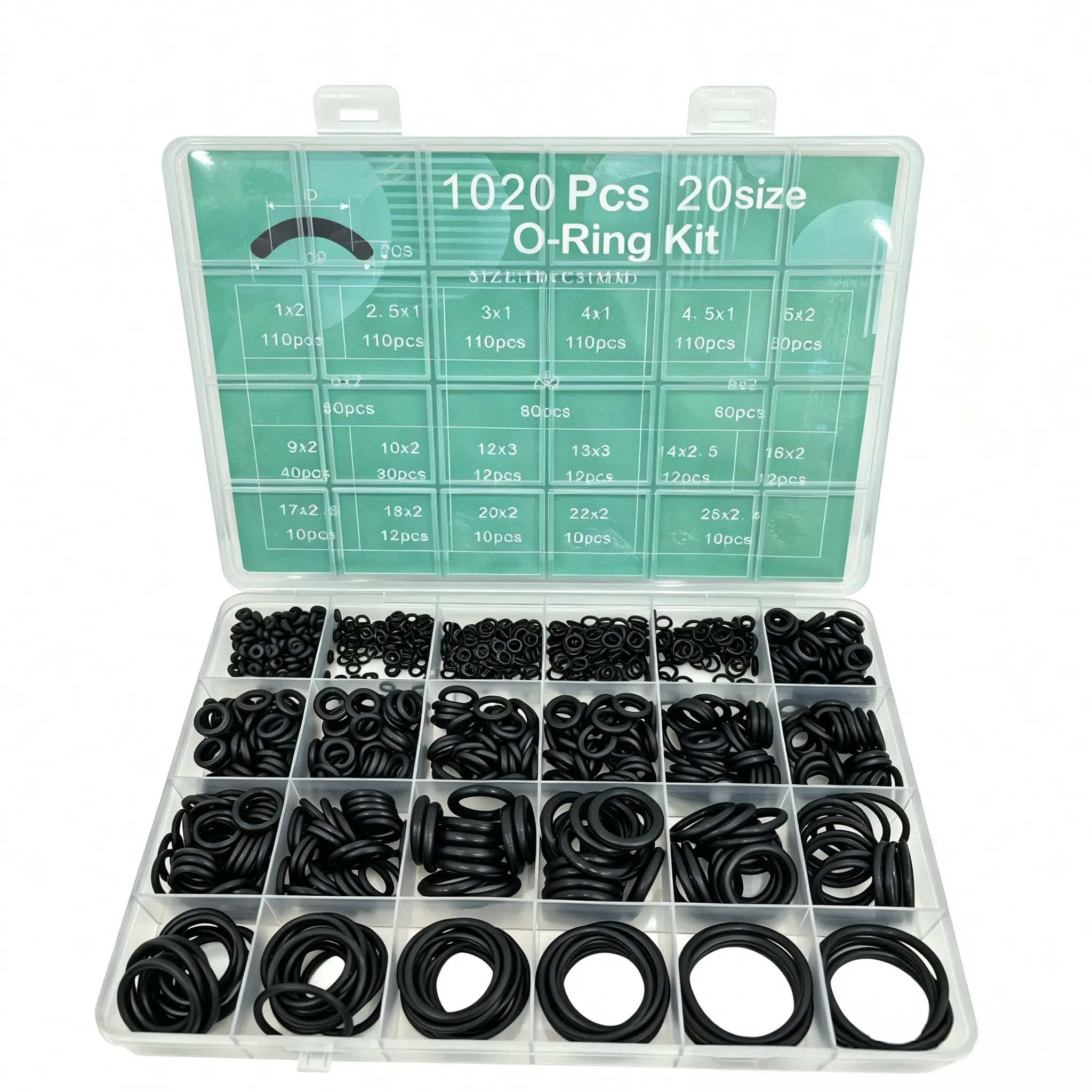 1020-Piece Nitrile Rubber O-Ring Kit, 20-Size Temperature Resistant Sealing Gasket Assortment for Plumbing, Automotive & Home Repair Maintenance