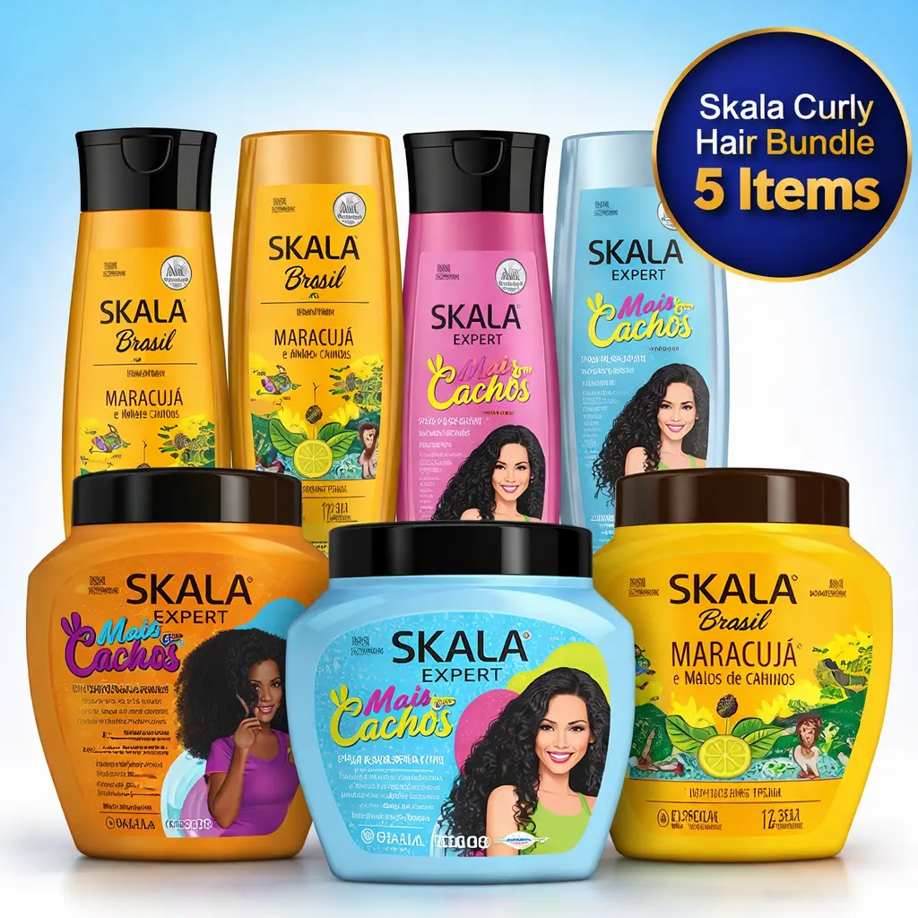 Skala 6-Piece Haircare Kit for Wavy, Curly & Coily Hair - Hydrating Maracuja Cleanser, Conditioner & Treatments - Nourishing Anti-Frizz Formula to Hydrate, Smooth & Lock in Moisture (3500g), Curly Hair Products, Textured Hair