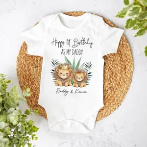 Personalised Baby Romper Happy 1st Birthday As My Daddy Printed Bodysuit Dad Birthday Party Infant Outfit Newborn Summer Clothes