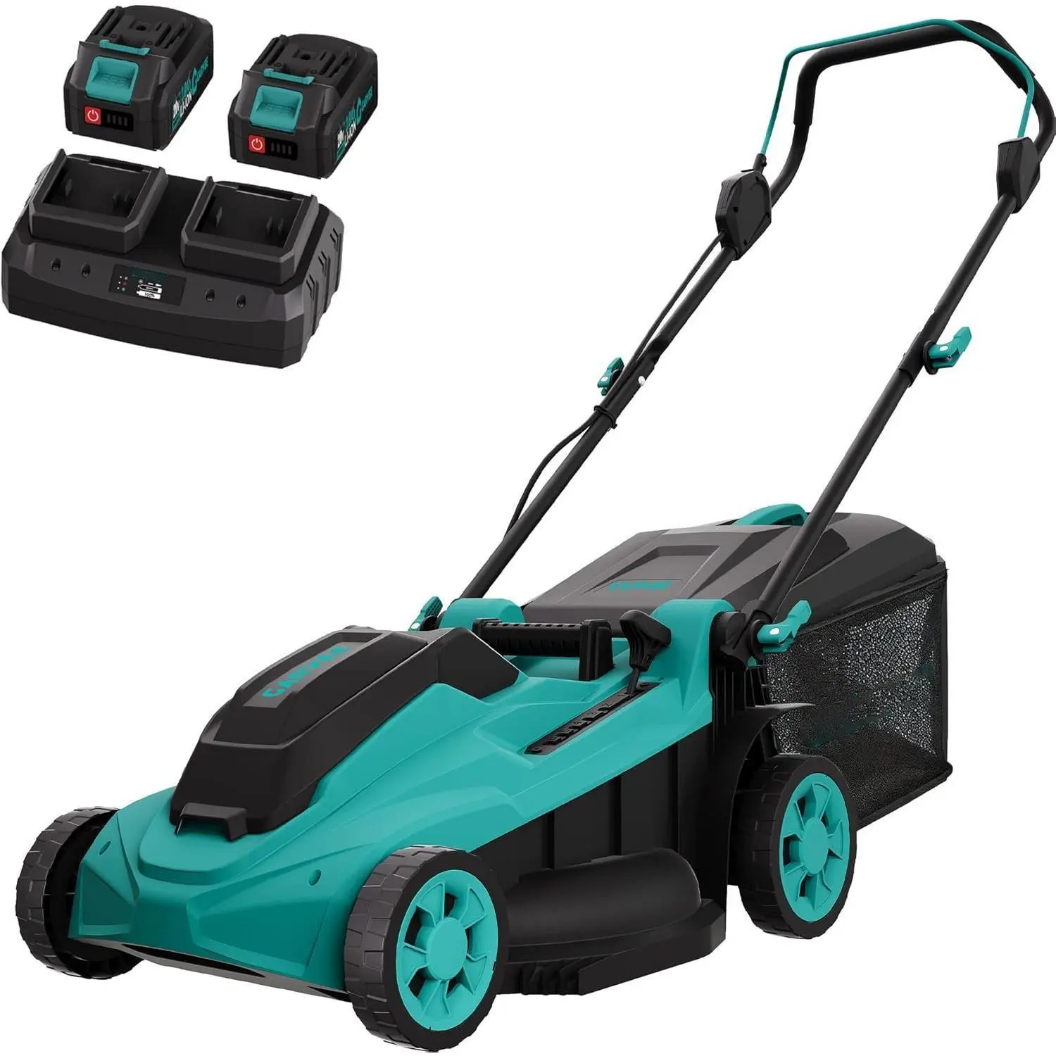 17" Cordless Mulching Push Lawn Mower, 2 x 20V 4.0Ah Batteries, Brushless Motor, Bagging Function, Charger Included, Wireless Lawn Mower