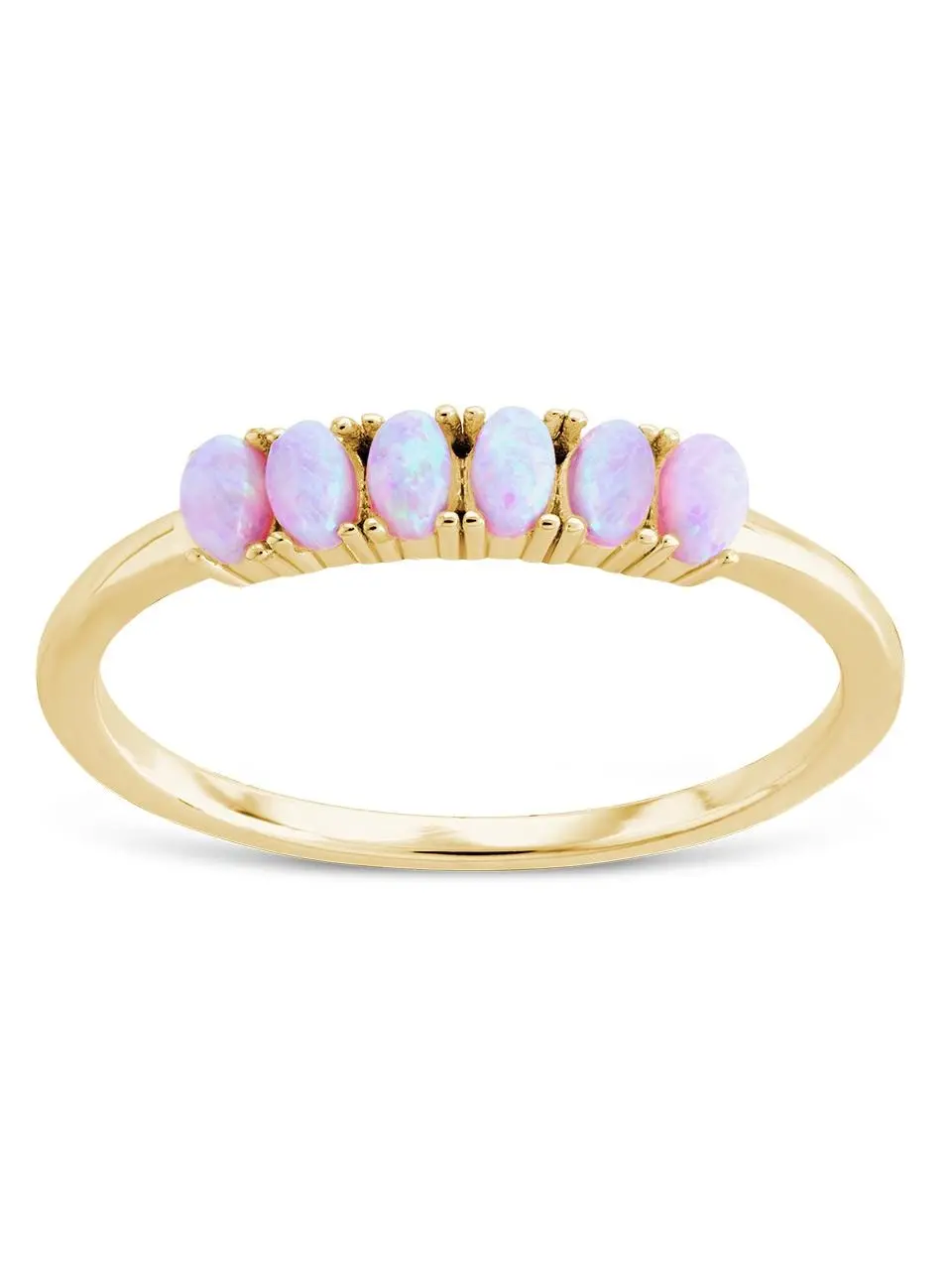 Sterling Silver Pink Opal Cluster Ring