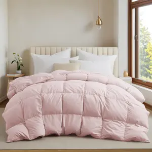 Goose  Down Fiber Comforter California  Size,  Season Duvet Insert with Soft Downproof Cover, Cloud-Like Fluffiness Bed Comforters with Corner Tabs (Cal , , 108"X94")
