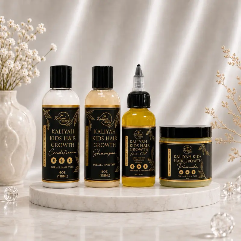 Kaliyah Kids Hair Growth Mini Sets of 4 , 4 oz Shampoo & Conditioner 4 oz Pomade , 2 oz Hair Growth Oil