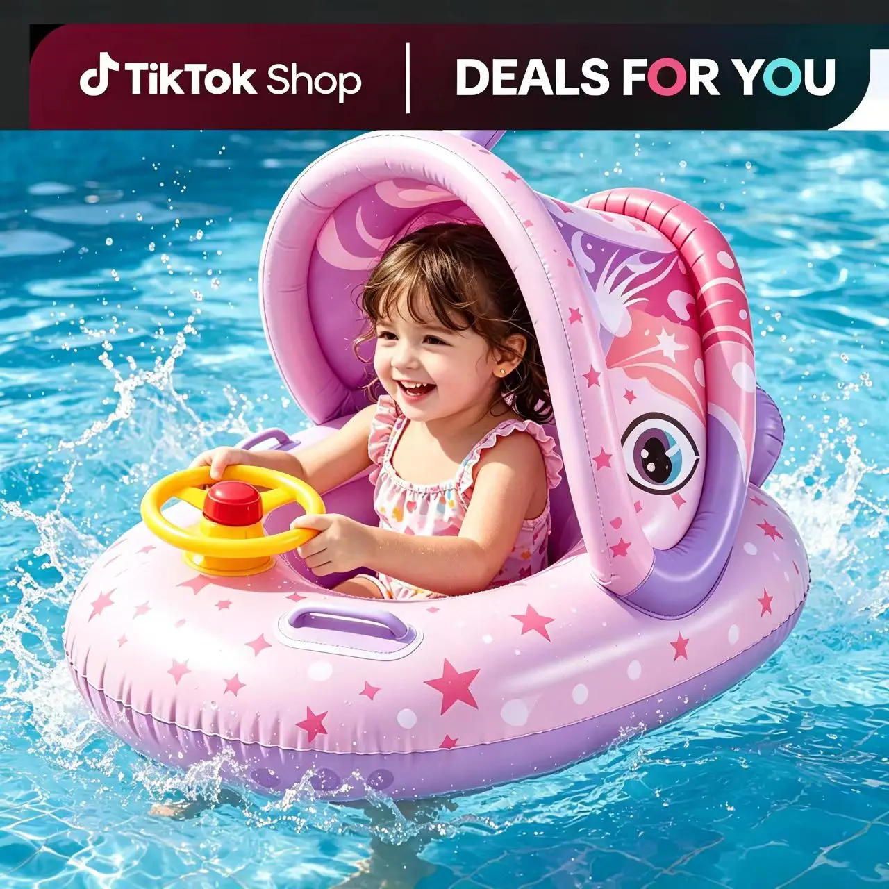Baby Inflatable Swim Ring, Dinosaur & Unicorn Design Toddler Pool Float with Steering Wheel for Summer Beach Pool Use