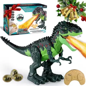 Remote Control Dinosaur Toy for Kids,Rechargeable Walking & Roaring RC Dino with LED Eyes & Mist Spray,Interactive Jurassic Gift for Boys & Girls Ages 3–12 Fun Rocks