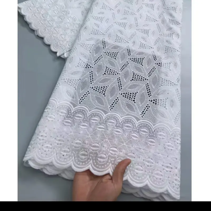 Elegant White Lace Fabric with Intricate Floral Patterns and Scallop Edges for DIY Projects and Sewing/ 5yards