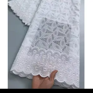 Elegant White Lace Fabric with Intricate Floral Patterns and Scallop Edges for DIY Projects and Sewing/ 5yards