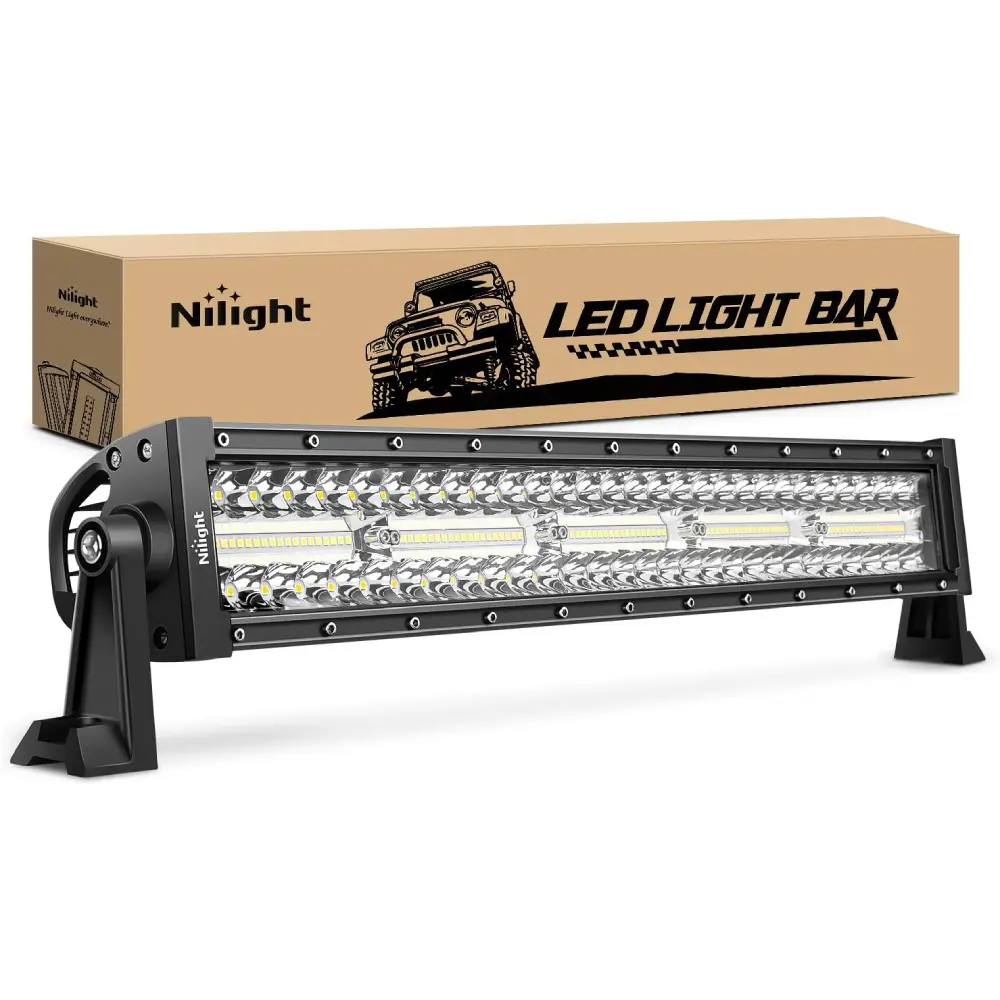 Nilight 22-Inch 480W Tri-Row Combo Beam LED Light Bar, Aluminum Off Road Work Light Bar with Silicone Sealing Strip, Waterproof Rubber Pad, -40~85°C for SUV, 4x4 Vehicles, Led Light Bars