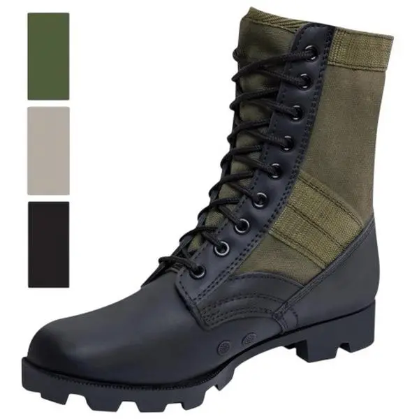 ROTHCO Men's 8-in Military Style Jungle Boots - Lace-Up Tactical Walking Shoes with Breathable Canvas-Nylon, Action Leather, Steel Shank Support, EVA, Wide Widths, Round Toe, Mid-Calf Cuban Design, Rugged All-Weather Footwear