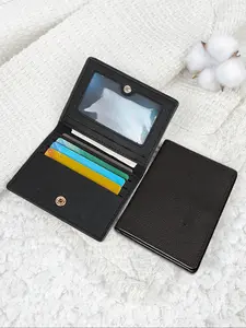 Ultra-Thin Multi-Card Wallet, Credit Card Wallet, Simple Style, Casual Card Holder, 10.3x8.5cm Hand Size, 6 Card Slots, Transparent ID Window, Scratch-Resistant PU Material, Cardholder