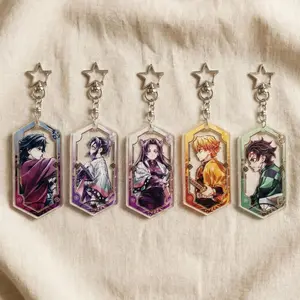 5 vers Demon Slayer Acrylic Keychain, Infinity Castle Arc Bag Charm, Star Clasp Keyring