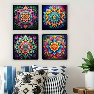 4pcs Mandala Diamond Painting Kit, Adult Art Set, Handcraft, DIY 5D Round Drill Craft, Home Wall Decor, Beginner Friendly, No Frame Required